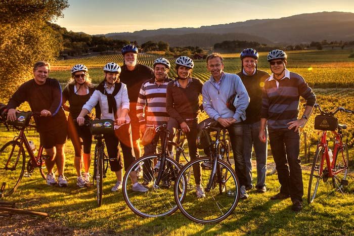 group of Farmhouse guests on a biking tour in Sonoma