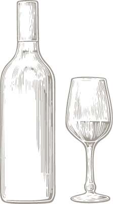 illustration of wine bottle and wine glass