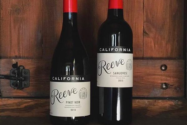 two bottles of reeve red wine