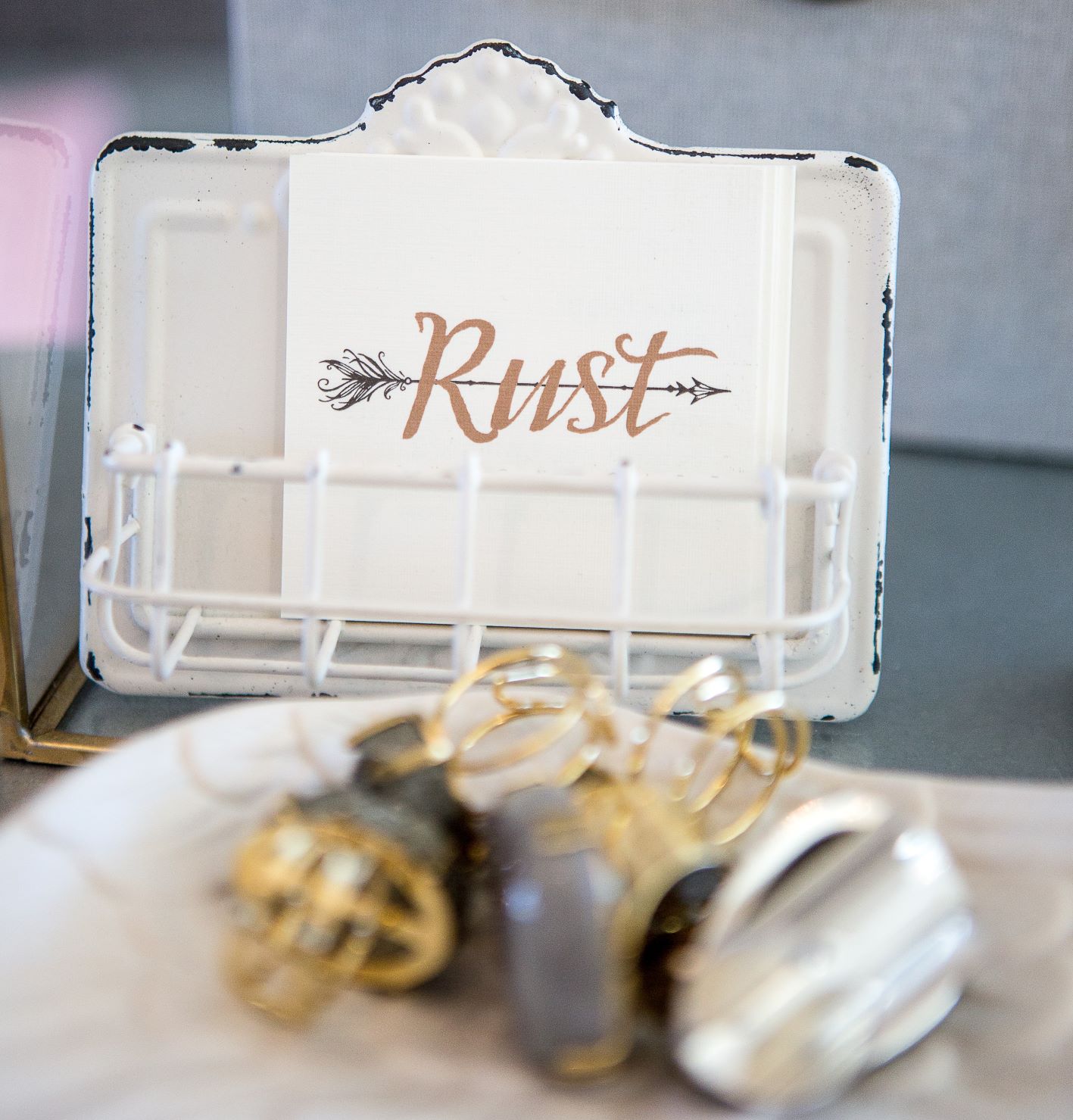 Rust Boutique business card & jewelry